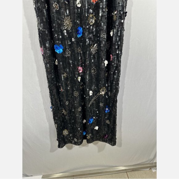 NWT $798 Mac‎ Duggal [ 14 ] Floral Sequined Strapless Slit Column Gown Black - Picture 16 of 16